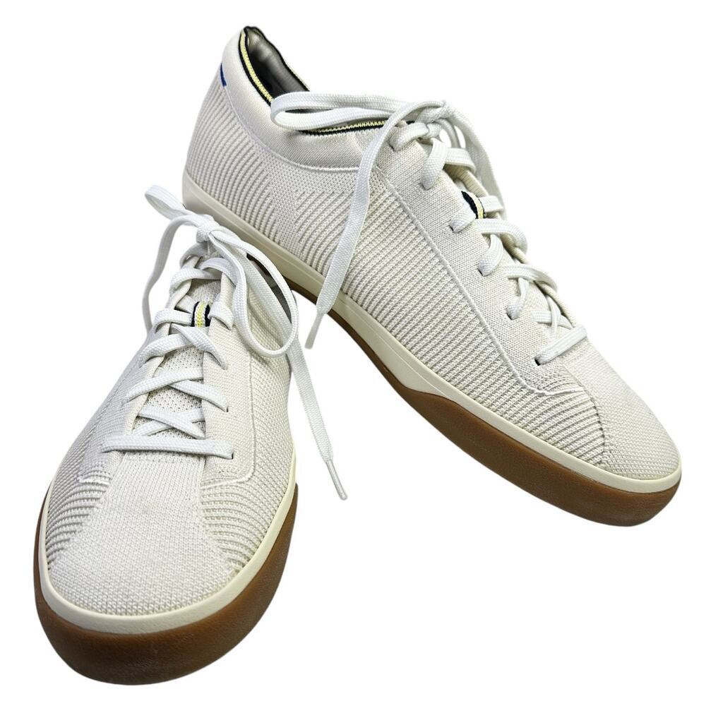 Rothy's Lace Up Knit Lowtop Flat Sneakers Shoes Vanilla Size 12